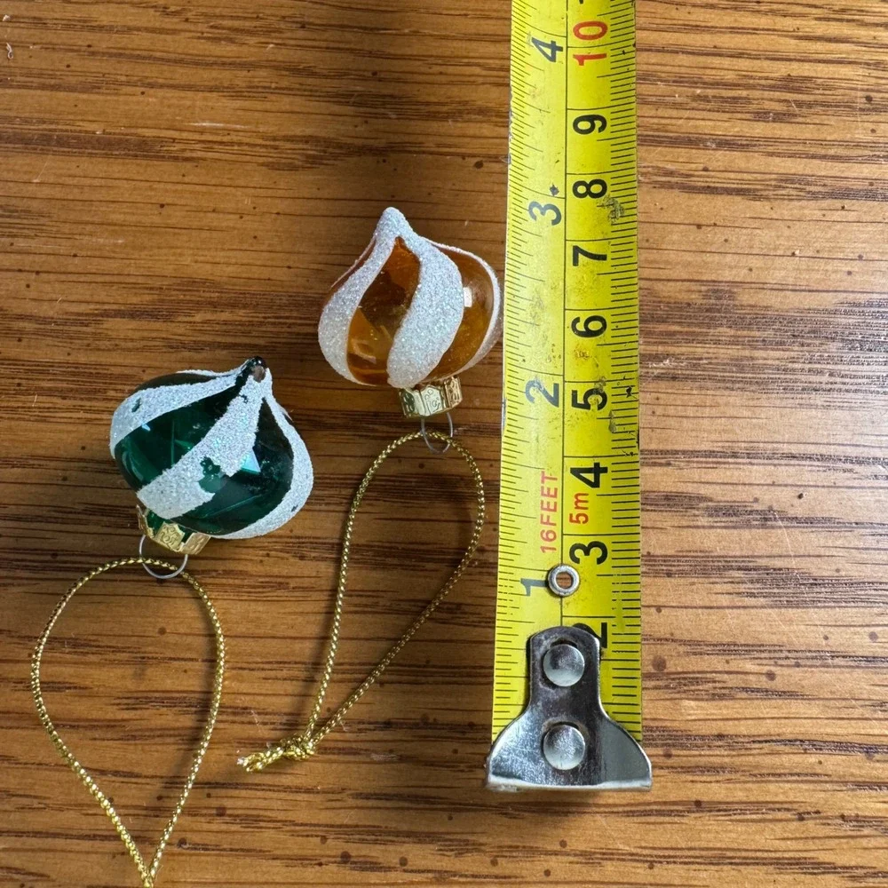 Vintage Christmas Glass‎ Ornaments Set of 5 Glitter Swirl Holiday Decor